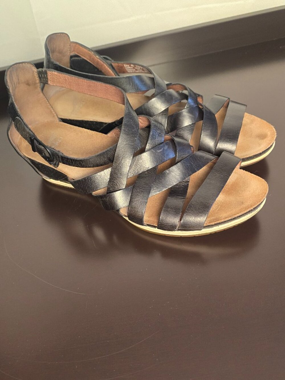 Dansko Vivian Umber Strappy Leather Gladiator Wedge Sandals Size 40